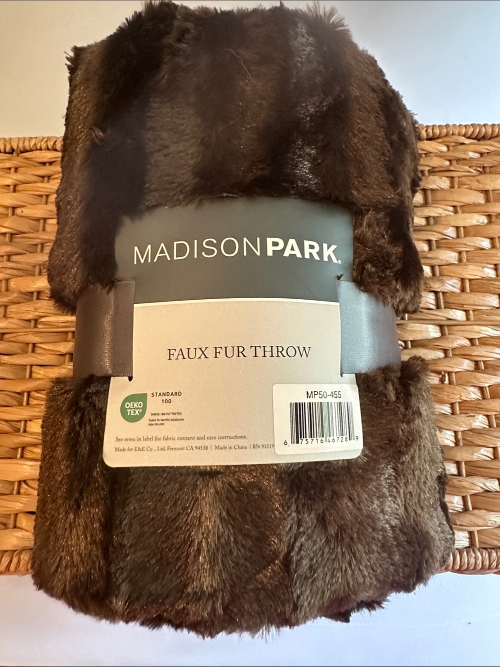 Madison Park Faux Fur Throw - Dark Brown